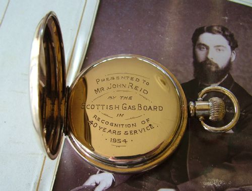 fig 2. 1920s Lanco full hunter pocket watch from Russells, Liverpool