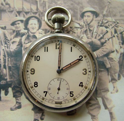 1940s Revue Military Stem Winding Pocket Watch