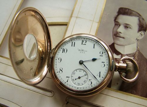 Antique Waltham Traveler Half Hunter Pocket Watch