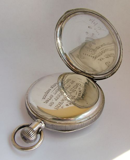 fig 2. Vintage 1920 silver Elgin stem winding pocket watch