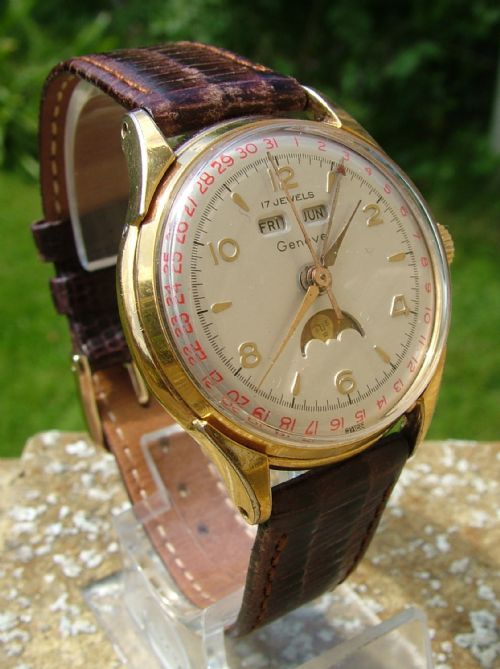 A Gents 1950s Cornavin Triple Date Wrist Watch