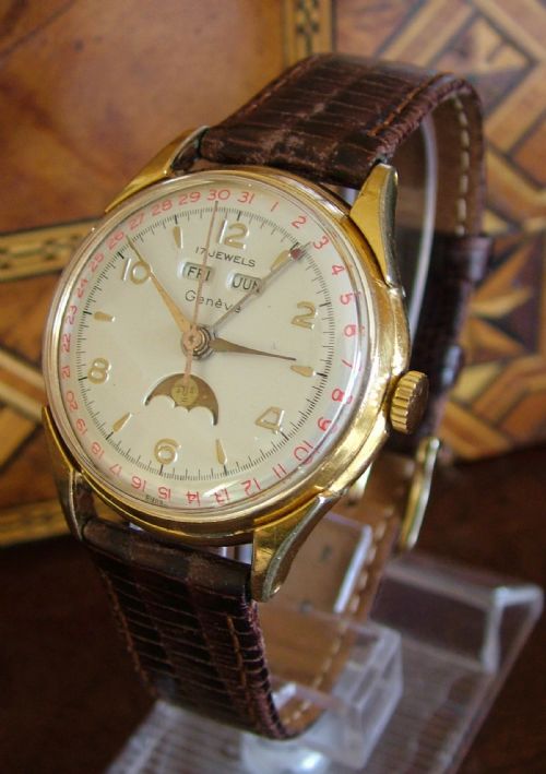 fig 1. A gents 1950s Cornavin triple date wrist watch