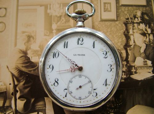 A Silver La Trame Pocket Watch