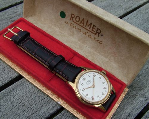 Gents Boxed 1950s Roamer Super Shock Wristwatch
