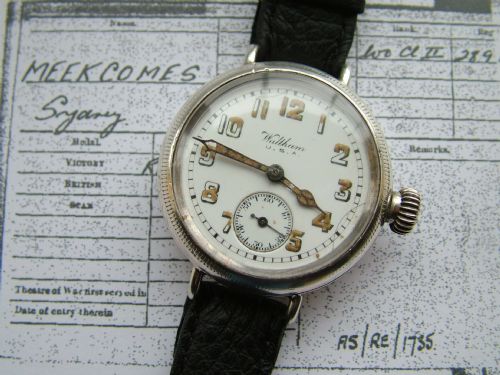 Gents Ww1 Silver Waltham Trench Watch, Military History