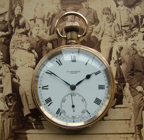 A 1930s Gold Filled J W Benson Pocket Watch.