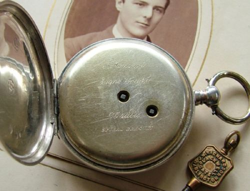 fig 2. Antique silver pocket watch, Swedish coat of Arms