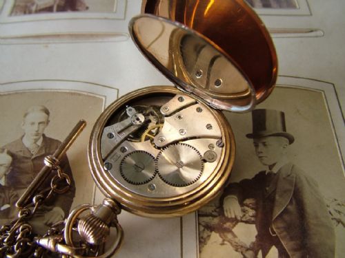 fig 1. 1920s Vertex gold plated pocket watch and chain