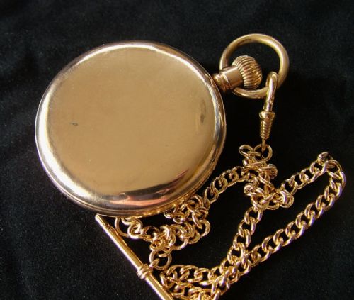 fig 1. 1920s gold plated Pinnacle pocket watch with chain