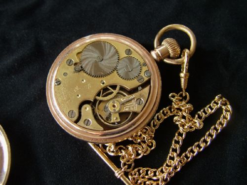 fig 2. 1920s gold plated Pinnacle pocket watch with chain