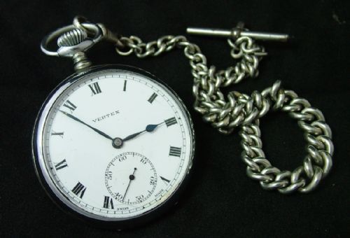1930s Vertex Stem-winding Pocket Watch and Chain