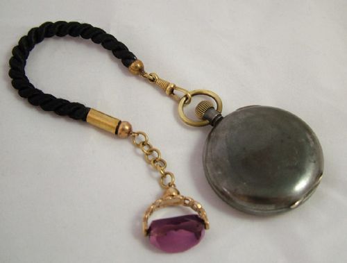 fig 2. Antique gun metal cased pocket watch and albert