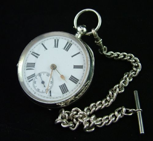 A Late Victorian Swiss Pocket Watch and Chain