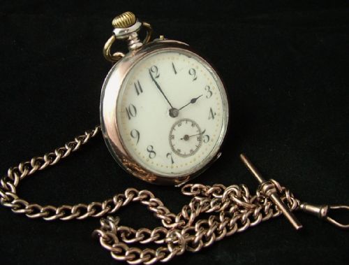 German Galonne Cased Thiel Pocket Watch and Chain