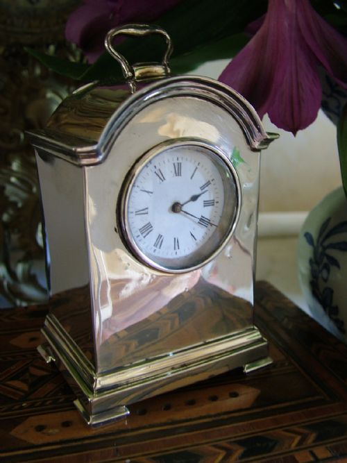 An Antique Edwardian Sterling Silver Clock