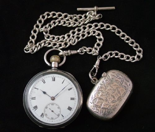 Silver Perfecta Pocket Watch, Albert and Vesta
