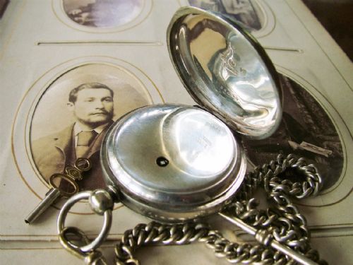 fig 2. An antique key-winding pocket watch with chain