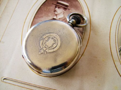 fig 1. Antique silver Longines ¾ plate pocket watch, 1884