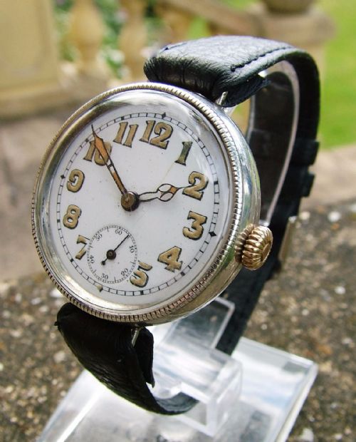 fig 1. A gents antique silver wrist watch, Swansea