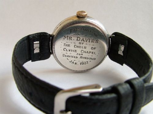 fig 2. A gents antique silver wrist watch, Swansea