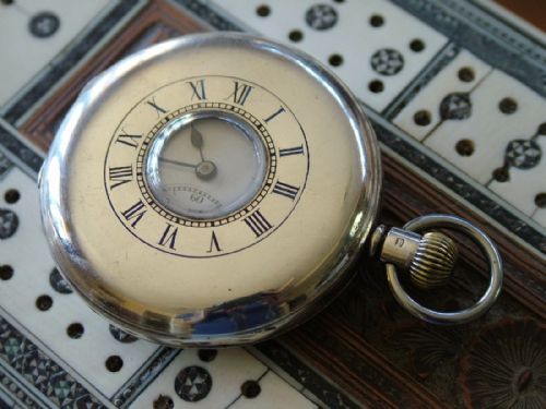 1930s Silver Minerva Half Hunter Pocket Watch