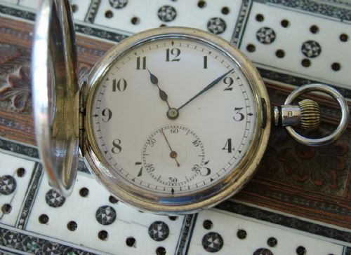fig 3. 1930s silver Minerva half hunter pocket watch