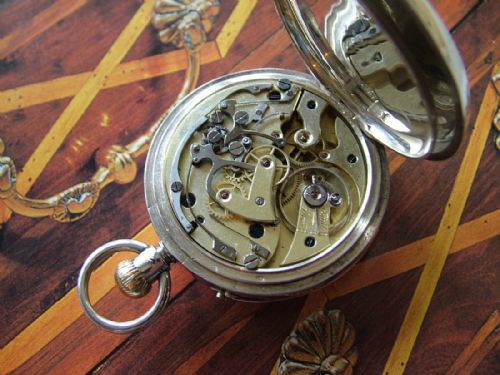 fig 2. An antique Swiss silver chronograph pocket watch