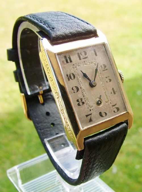fig 1. Gents 1920s 9ct gold Art Deco wrist watch