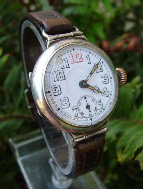 fig 1. Gents WW1 Robert Frères Villeret silver trench watch