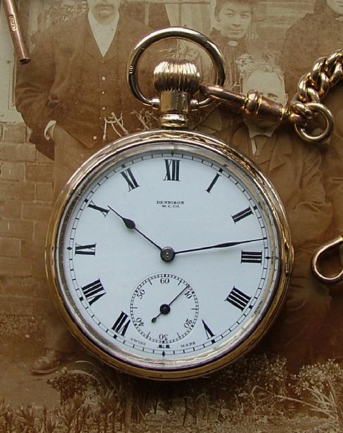 fig 1. Antique Dennison pocket watch and double albert