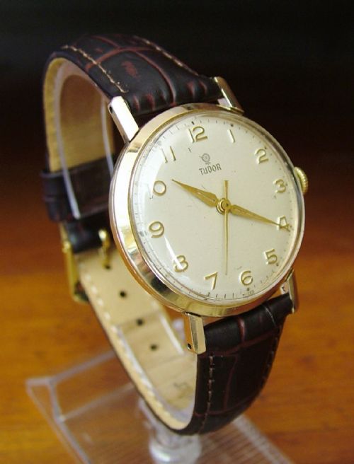 fig 1. A gents 9ct gold Tudor wrist watch, 1960