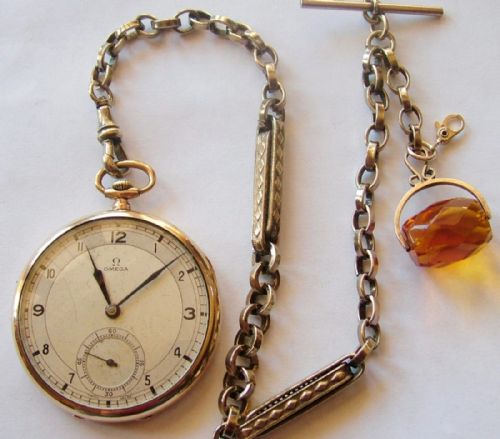 fig 1. A 1930s Omega pocket watch and chain