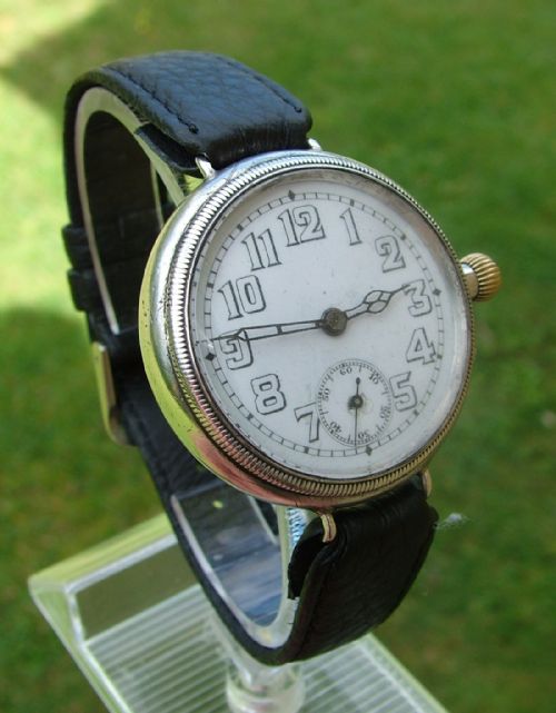 fig 1. An antique silver Borgel cased trench watch, 1913