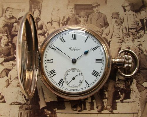 Vintage 1928 Waltham Traveler Half Hunter Pocket Watch