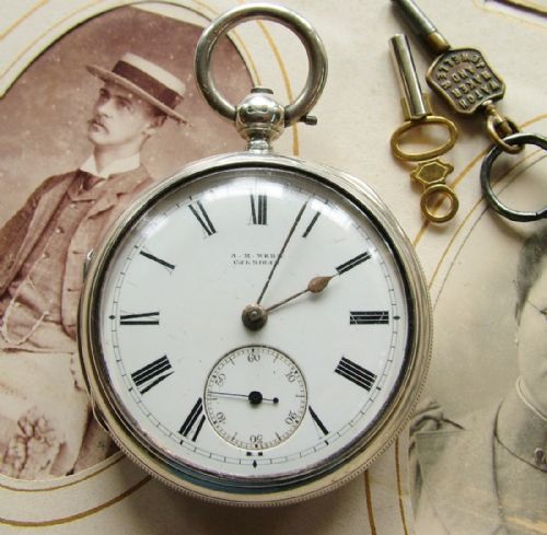 Antique Silver Fusee Pocket Watch, Webb, Cardigan