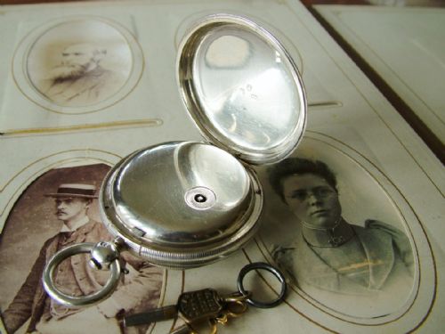 fig 1. Antique silver fusee pocket watch, Webb, Cardigan