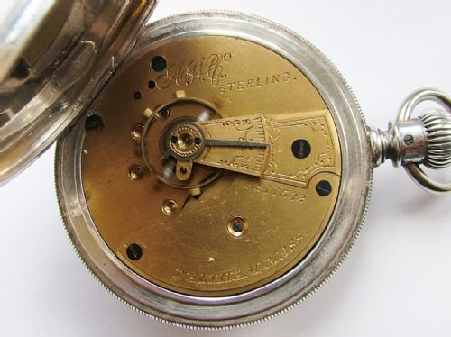 fig 1. Antique 1879 silver Waltham Sterling pocket watch.