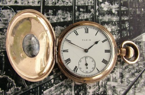 Antique 1911 Elgin Half Hunter Pocket Watch