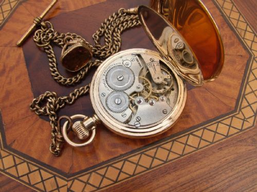 fig 1. 1920s Tacy full hunter pocket watch, albert & fob