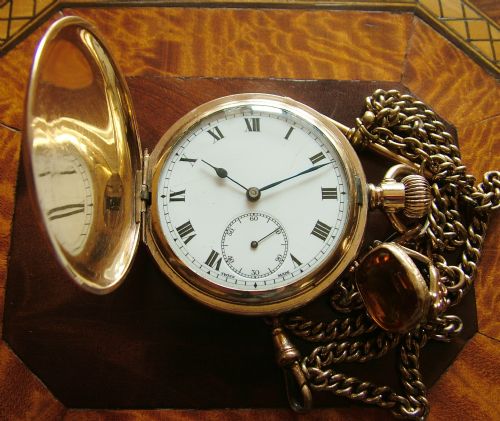 1920s Tacy Full Hunter Pocket Watch, Albert & Fob