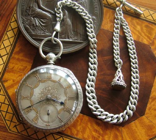 Antique Silver Fusee Pocket Watch and Chain