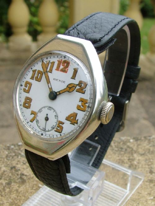 A Gents Antique Silver Genie Wrist Watch