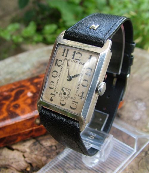 fig 1. A gents Art Deco silver wrist watch, 1924