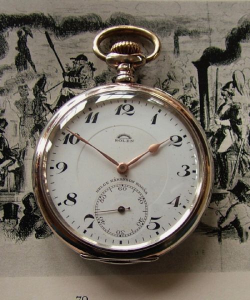 Vintage 1920s Solen Silver Pocket Watch
