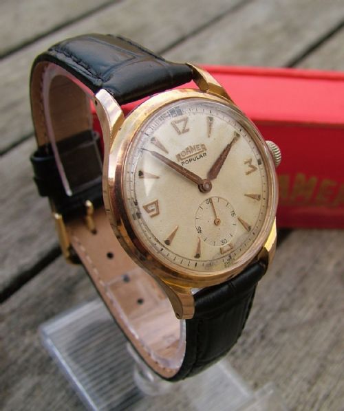 fig 1. A gents boxed 1950s Roamer Popular wrist watch