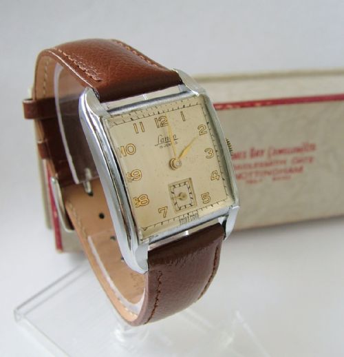 fig 1. Gents Lanco wrist watch with box and papers, 1950
