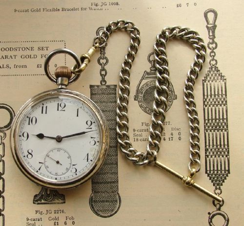 An Antique Omega Pocket Watch & Chain