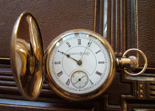 fig 1. Antique Columbus full hunter pocket watch, 1890