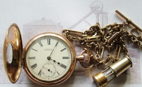 fig 2. Waltham half hunter pocket watch, coal mining link