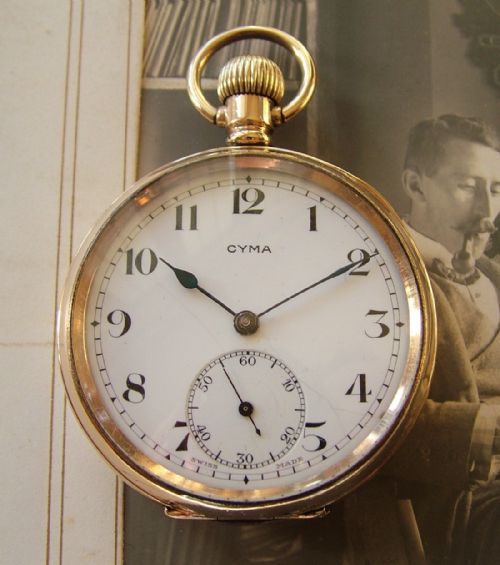 A 1920s Cyma Open Faced Pocket Watch